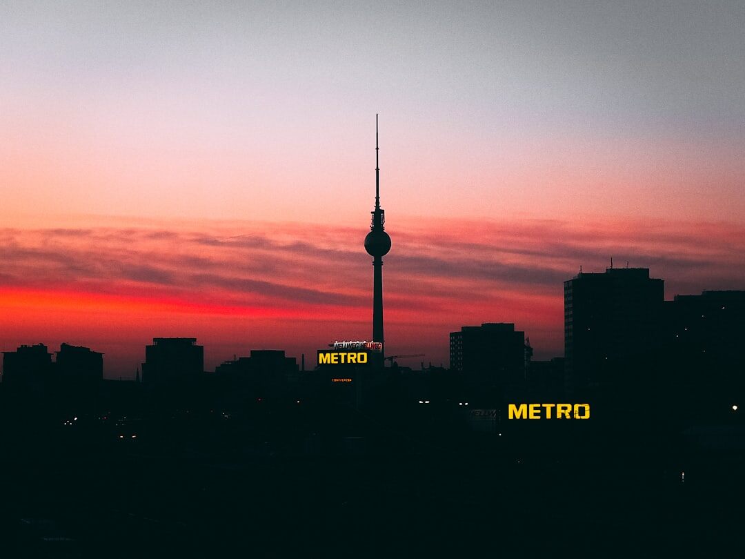 Berlin skyline with television tower at sunset